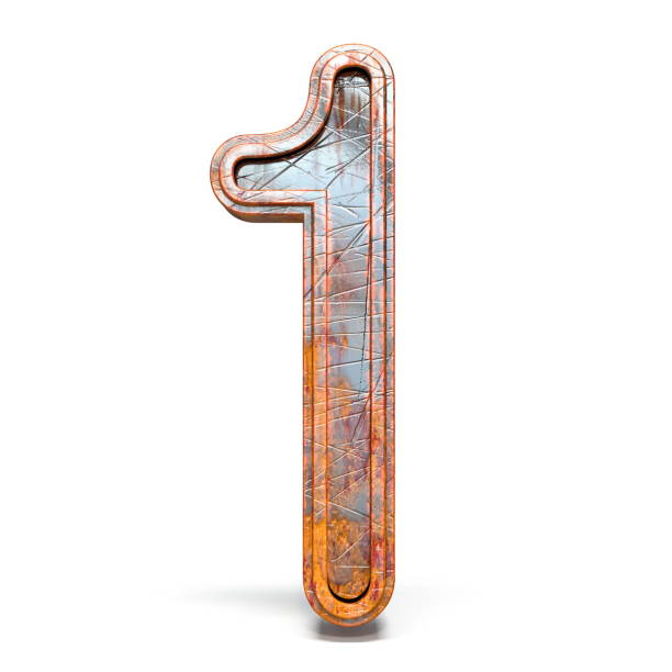 istock Rusty metal font Number 1 ONE 3D 1147643166