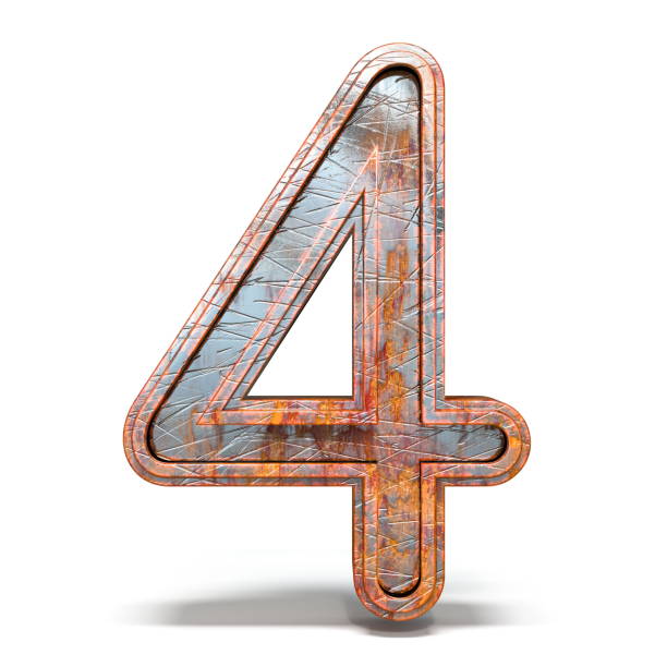 istock Rusty metal font Number 4 FOUR 3D 1147643169