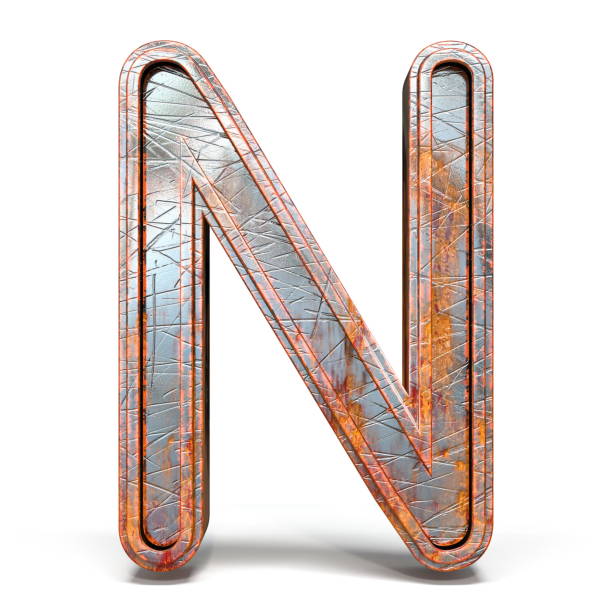 istock Rusty metal font Letter N 3D 1147643195