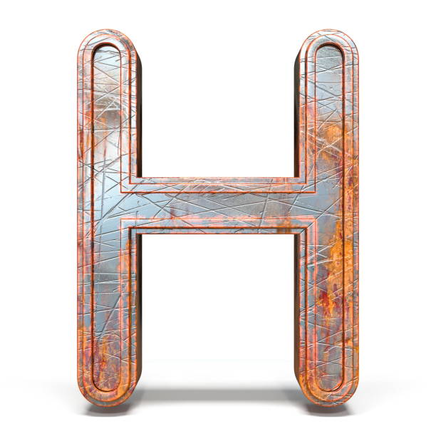 istock Rusty metal font Letter H 3D 1147643213