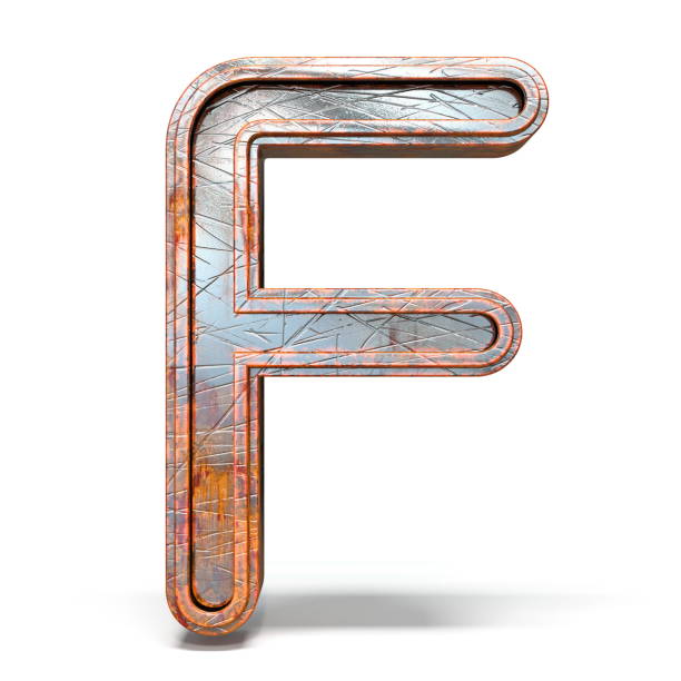 istock Rusty metal font Letter F 3D 1147643218