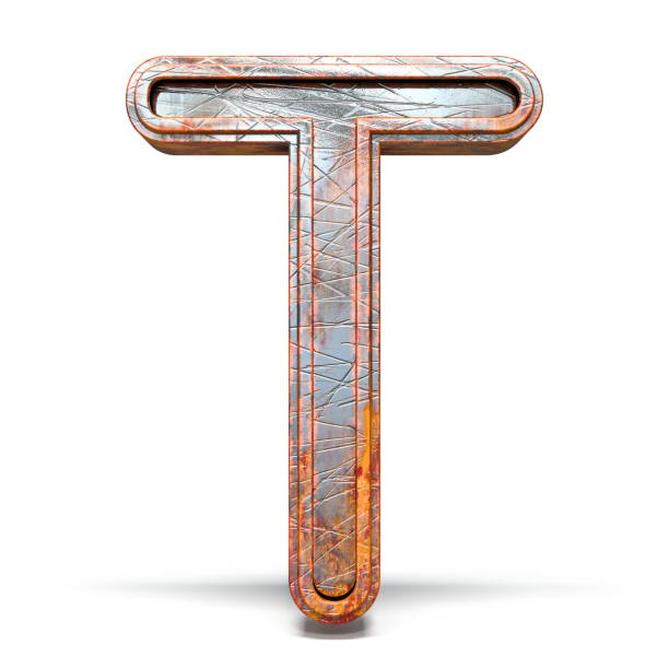 istock Rusty metal font Letter T 3D 1147643227