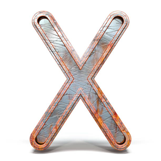 istock Rusty metal font Letter X 3D 1147643248