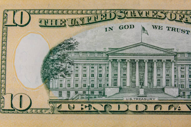 istock Closeup of american ten dollars banknote 1147653228