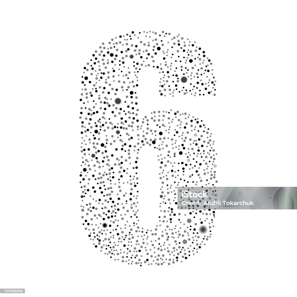 6 Random Dots Vector Random Grey Small Dots Number 6 Stock Illustration - Download ...