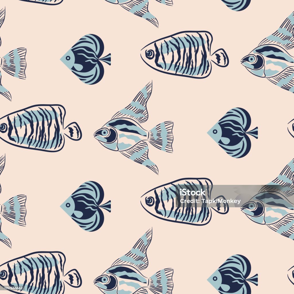 Textiles Fish Patterns Seamless Vector Pattern With Handdrawn Fish Design For Textile Stock ...