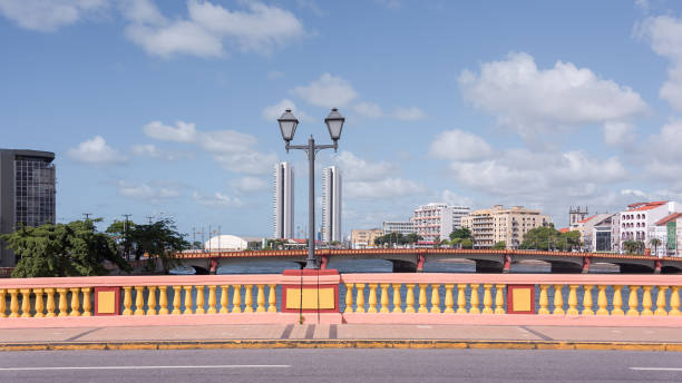 Recife city seen from one of its many bridges stock photo