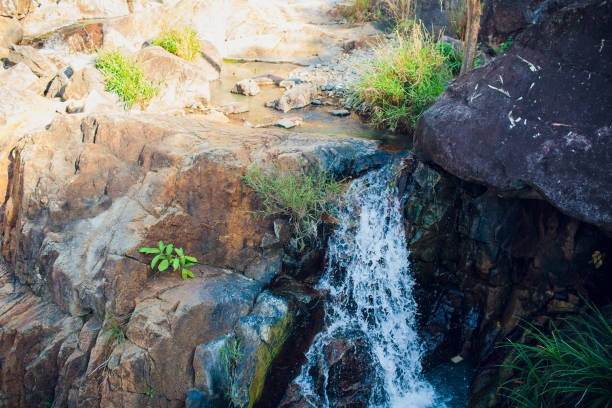 small waterfall vietnam asia summer park rock