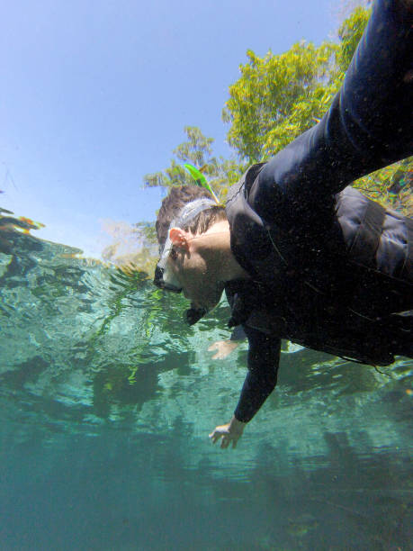 Man floating snorkeling at Rio da Prata Bonito river