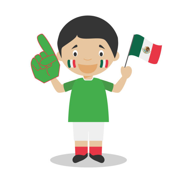 istock National sport team fan from Mexico with flag and glove Vector Illustration 1147672324