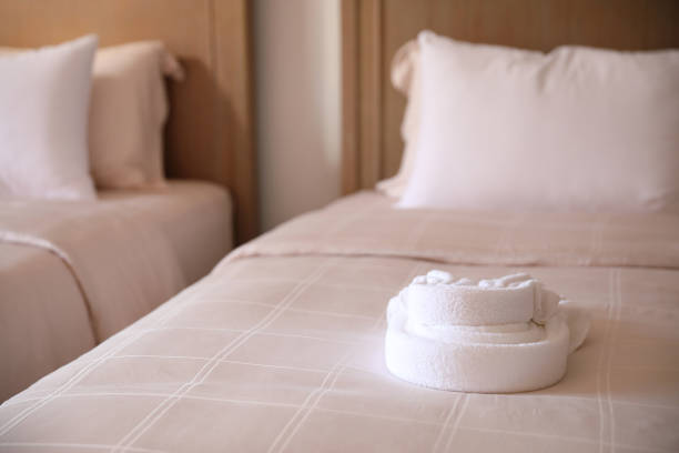 istock Bed with pillow and wood 1147683557