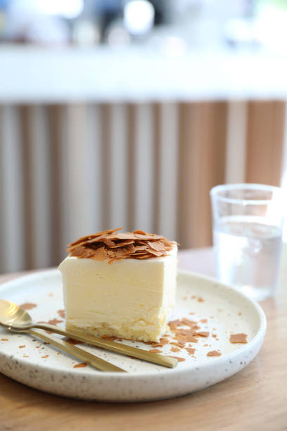 Japanese cheesecake on wooden table