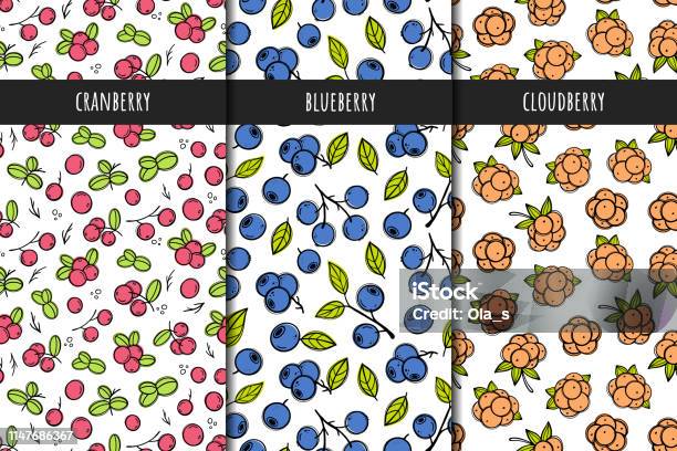 Berry Basic Patterns Set Of Vector Seamless Patterns Berry Patterns With Cranberries ...