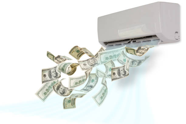 air conditioning dollars winding money concept background business composition on isolate air conditioning dollars winding money concept background business composition on isolate tumble dryer stock pictures, royalty-free photos & images