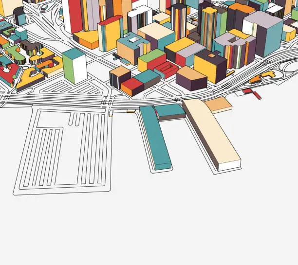 Vector illustration of art illustration map,San francisco 3D city structure,near north beach coastline,USA