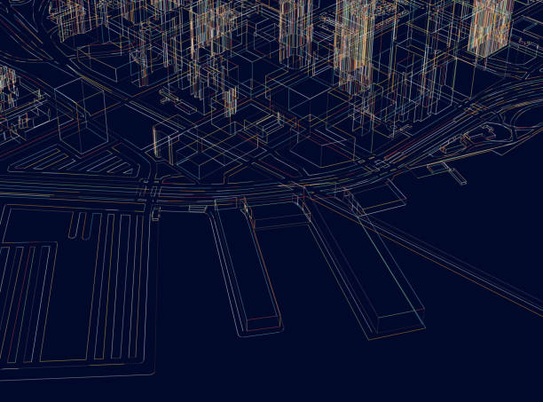 아트 그림 지도, 샌프란시스코 3d 도시 구조, 노스 비치 해안선 근처, 미국 - map usa three dimensional shape cartography stock illustrations