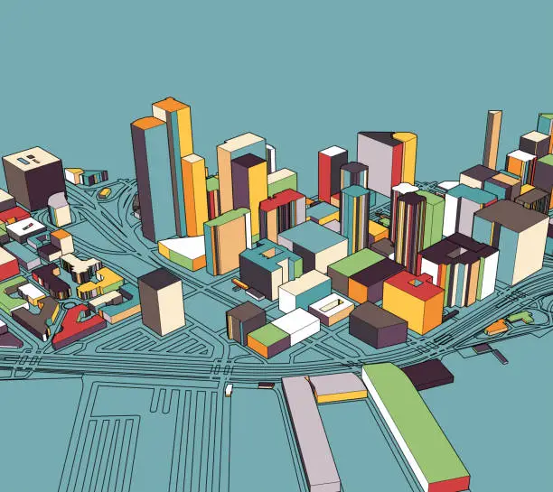 Vector illustration of art illustration map,San francisco 3D city structure,near north beach coastline,USA