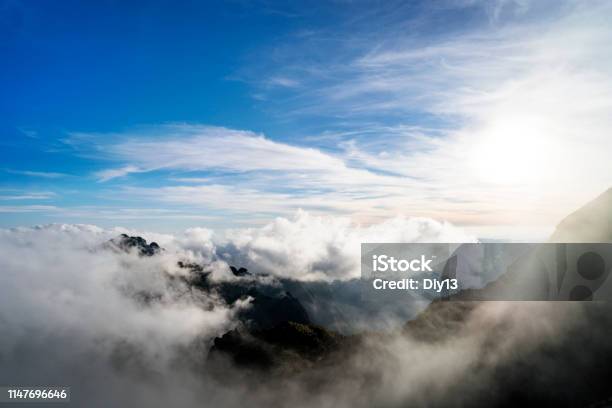 Summit Beautiful Landscape Of Fan Si Pan Or Phan Xi Pang Mountain The Highest Mountain In Indochina At Sapa Vietnam The View From Hole Fansipan Stock Photo - Download Image Now
