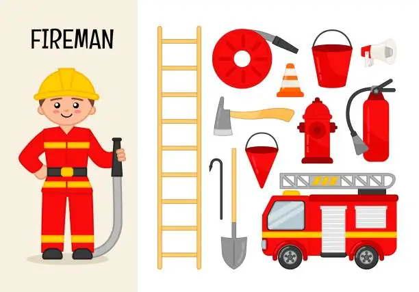 Vector illustration of Vector character fireman.