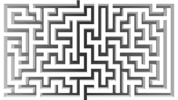 Vector illustration of 3D Isometric Maze Design. Solve Business Issues Concept