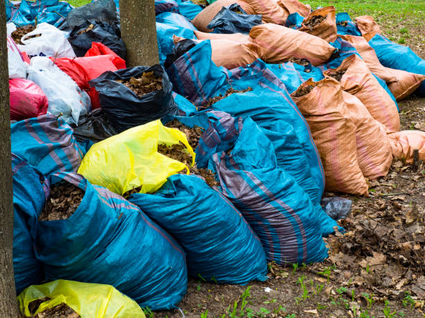 istock Pile of garbage in plastic bin trash, waste bags. Close-up. 1147703597