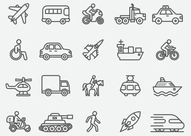 Vector illustration of Transport Line Icons