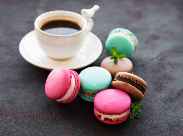 istock Cup of coffee and macaroons 1147708524