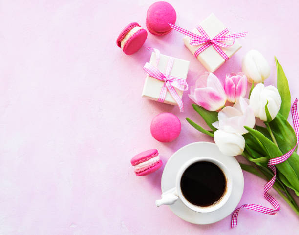 istock Cup of coffee and macaroons 1147708536