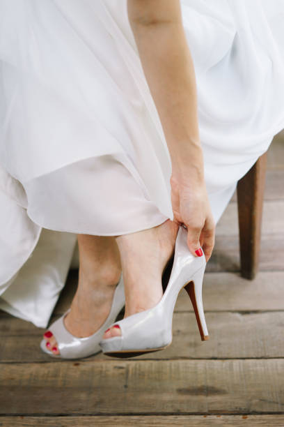istock Bride wearing wedding heels on wedding day 1147709879