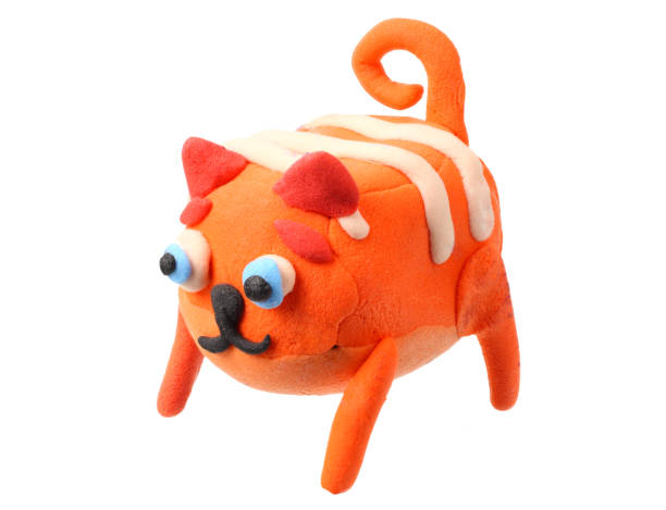 istock plasticine cat isolated on white background. modelling clay 1147710115