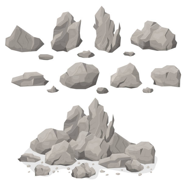 グレーロックストーンズ異なる形状が設定。ベクトル - stone cobblestone material rock点のイラスト素材／クリップアート素材／マンガ素材／アイコン素材