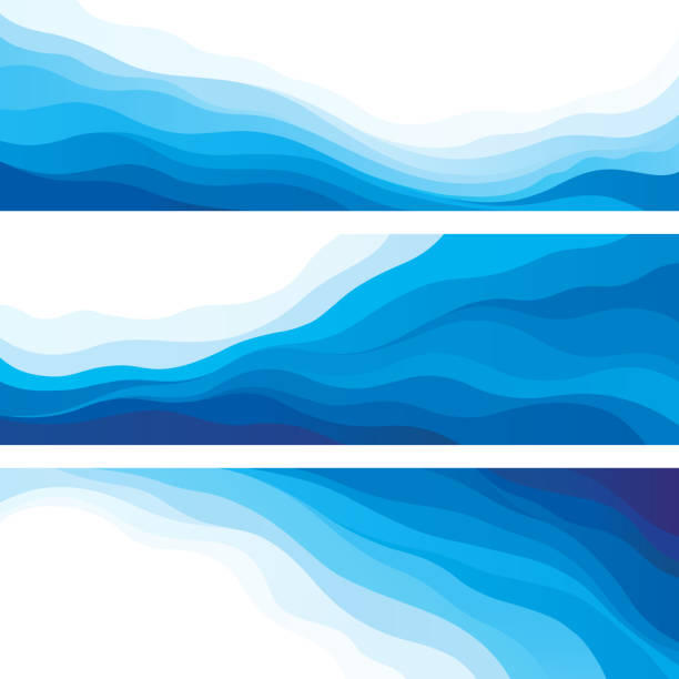 Waves Set of blue wave wave water clipart stock illustrations