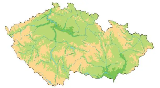 Vector illustration of High detailed Czech Republic physical map.