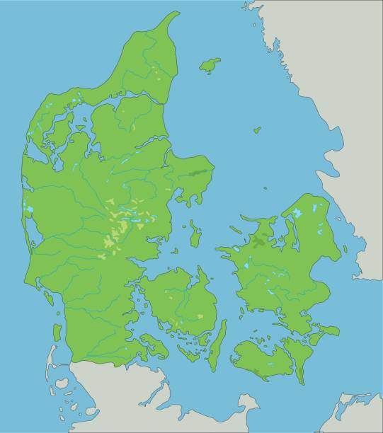 High Detailed Denmark Physical Map Stock Illustration Download Image High Detailed Denmark Physical Map 