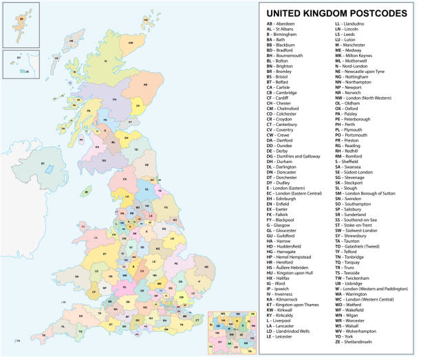 wielka brytania kody pocztowe lub kody pocztowe mapa wektorowa - uk map regions england stock illustrations