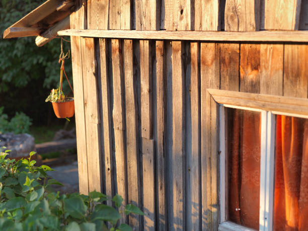 istock wall of wooden hut 1147717864