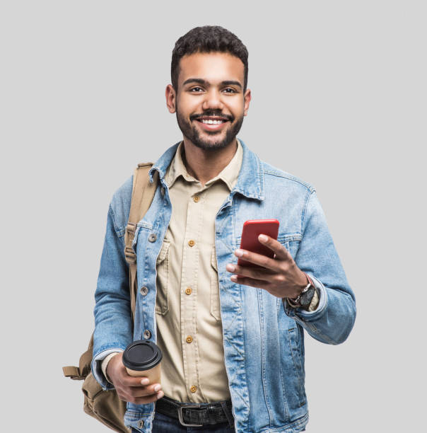 istock Portrait of man international student using smart phone 1147718061