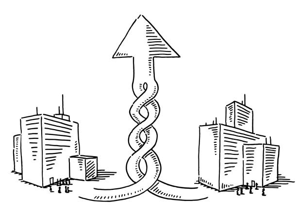 회사, 융합, 개념, 인포 그래픽 그림 - center arrow sign symbol moving up stock illustrations