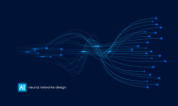 illustrazioni stock, clip art, cartoni animati e icone di tendenza di progettazione reti neurali, concetto di intelligenza artificiale, modello vettoriale - composizione digitale