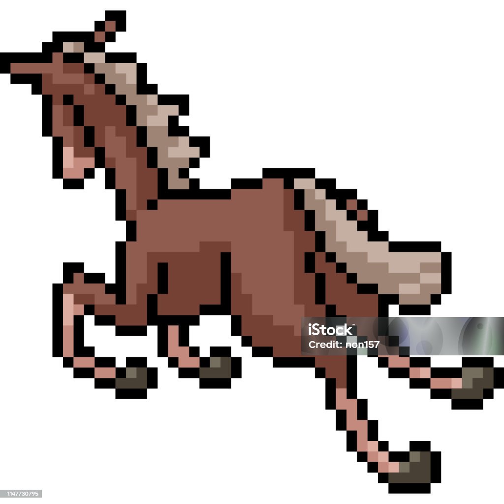vector pixel art isolated cartoon vector pixel art donkey isolated cartoon Horse stock vector