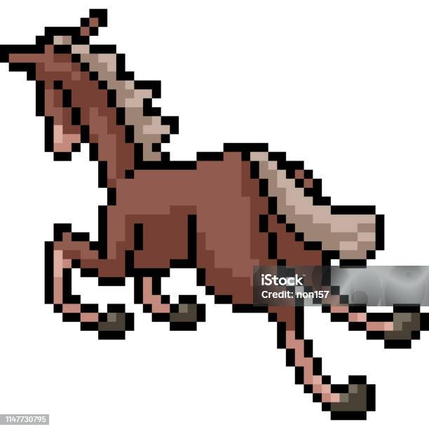 Vector Pixel Art Isolated Cartoon Stock Illustration - Download Image Now - Horse, Running, White Background