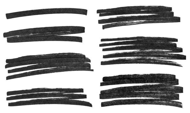 istock Set of black marker strokes isolated on white background. Handmade drawing. 1147734561