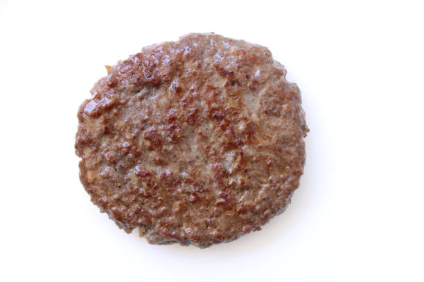 carne di hamburger su sfondo bianco - turkey burger foto e immagini stock