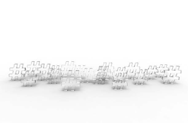istock Group of glass hashtag icon isolated on white background.3D Illustration. 1147735879