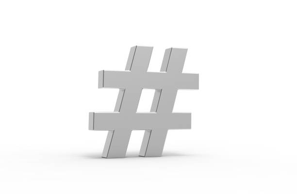 icône hashtag argent isolé sur fond blanc. 3d illustration. - newspaper headline technology color image photography photos et images de collection