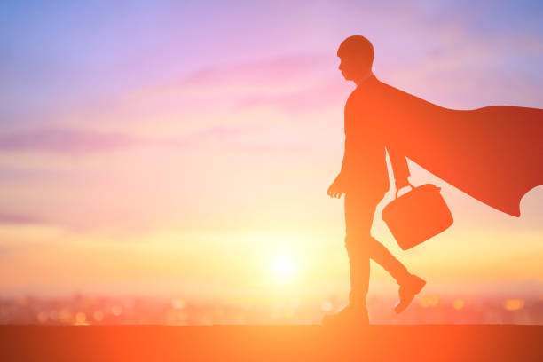 silhouette of super businessman