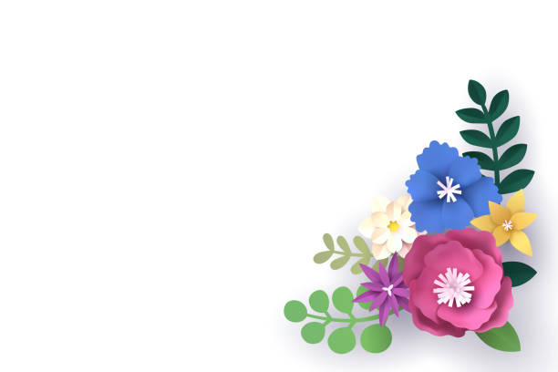 istock Paper art of Flower with copy space for text 1147736940