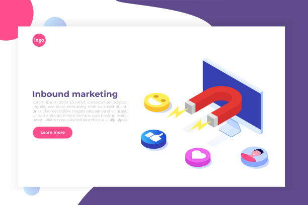 istock Inbound, Online or permission marketing, sales generation. Flat isometric vector illustration. 1147739700