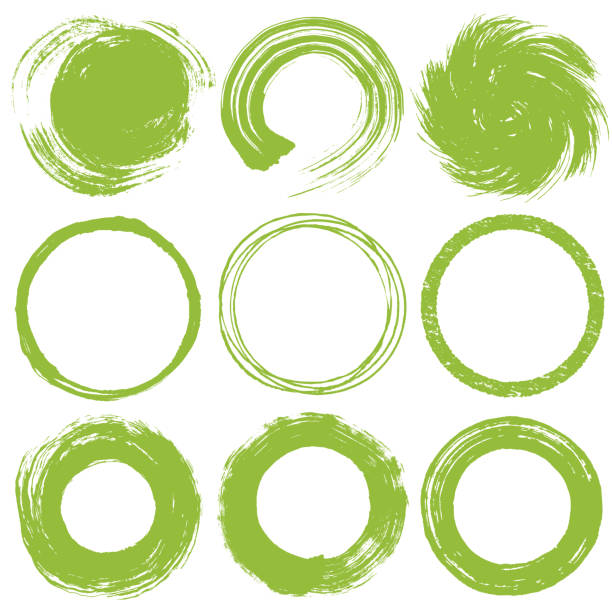 ブラシストロークの円のセット。緑茶のイメージ。 - 抹茶点のイラスト素材／クリップアート素材／マンガ素材／アイコン素材