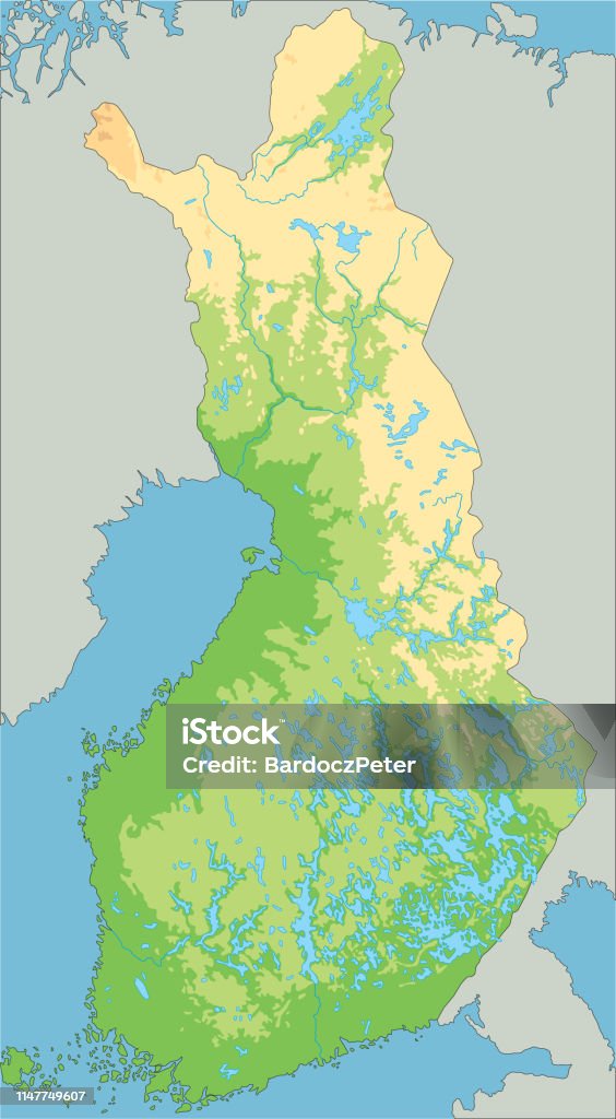 Physical Features Map Of Finland